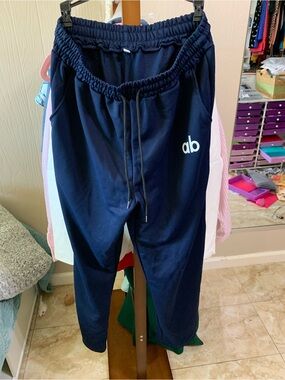Abeo Navy Blue Jogger Pants with White Side Panels